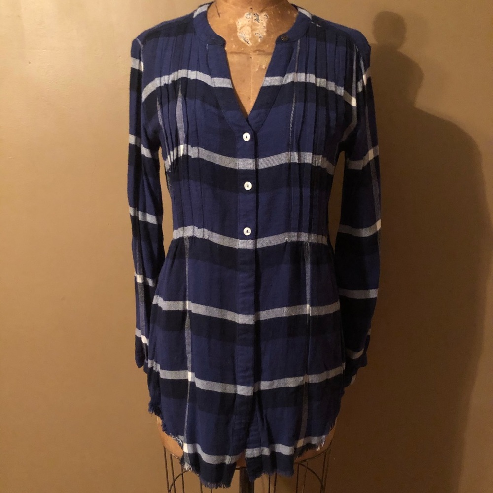 Anthropologie Holding Horses Blue plaid blouse